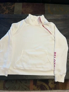 Women’s Peloton Side Zip Fleece Sweatshirt | Cream & Pink | Front Pocket Size L - Picture 1 of 9