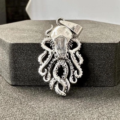 Handarbeit 925 Sterling Silber Oktopus Anhänger Krake Seeungeheuer Pendant - Bild 1 von 4