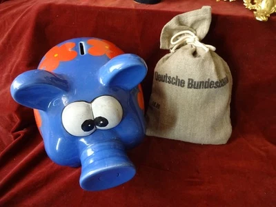 Geldsack, Deutsche Bundesbank, Größe "B" aus Leinen/Jute, altes Original - Bild 1 von 3