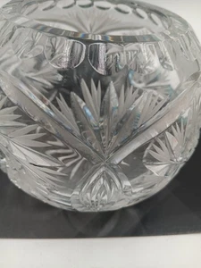 Vintage Bohemian 24% Lead Crystal Cut Rose Bowl/ Pinwheel Star of David Poland - Picture 1 of 4