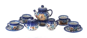 Blue Rose Polish Pottery Butterfly Miniature Tea Set - Picture 1 of 1