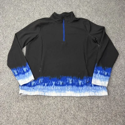 T By Talbots Pullover Womens 1X Black Blue Quarter Zip UPF 50 Sun Shirt - Image 1 of 4