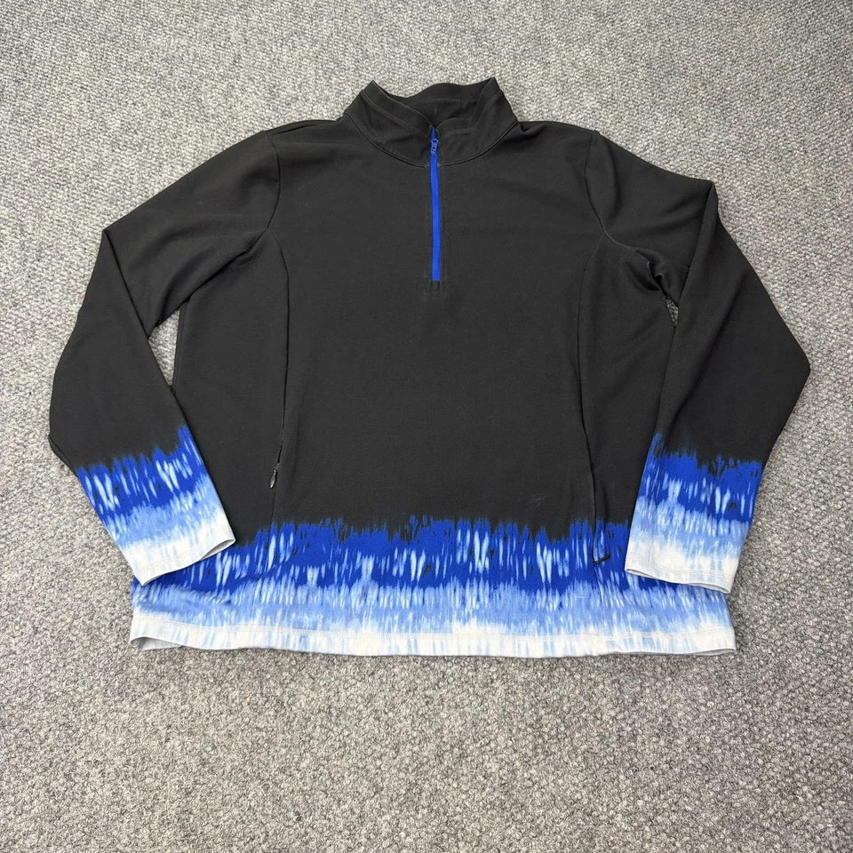 T By Talbots Pullover Womens 1X Black Blue Quarter Zip UPF 50 Sun Shirt - Image 1 of 4