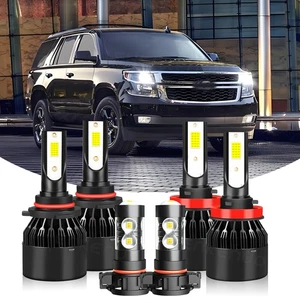 For 2007-2014 Chevy Suburban Tahoe 6x 6000K LED Headlight + Fog Light Bulbs Kits - Picture 1 of 22
