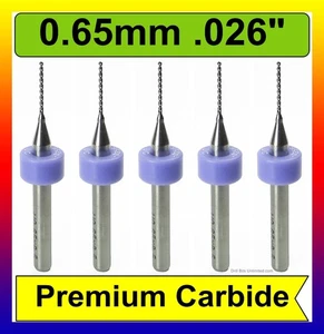 .026" .65mm #71 Solid Carbide Drill Bit FIVE PCS Premium Carbide 1/8 Shank R/S - Picture 1 of 4