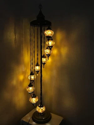 Turkish Mosaic Floor Lamp: Handmade Moroccan Standing Lantern - Image 1 of 4