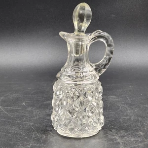 Cruet Decanter with Handle Hand-Cut Crystal Elegant Table Décor Cube Pattern Vtg - Picture 1 of 11