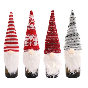 Wine Bottle Covers 4 Pieces with Gnome Design for Holiday Celebrations - Photo 1/12