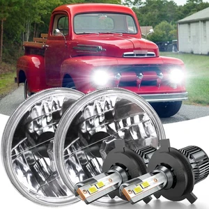 Pair 7" Inch Round LED Headlights DRL for Ford F1 1948 1949 1950 1951 1952 - Bild 1 von 13