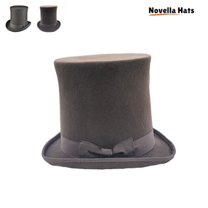 Handmade 100% Wool Very Tall Top Hat – Classic Formal Vintage Style Hat Premium - Picture 1 of 12