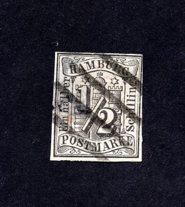 Germany, Hamburg 1859 stamp Mi#1 used CV=900$ Forgery - Picture 1 of 2