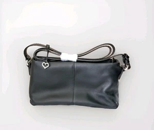 Vtg Brighton Purse Black Lambskin Leather Crossbody Petite Baguette Dust Bag NEW - Picture 1 of 12