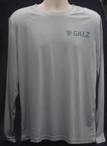 GILLZ GEAR Mens Performance Long Sleeve Shirt Large Gray Blue Swordfish Logo - Picture 1 of 5