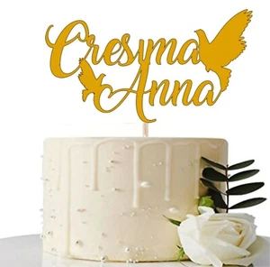 CAKE TOPPER CRESIMA Glitter PERSONALIZZATO con nome Decorazione torta con nome - Foto 1 di 4