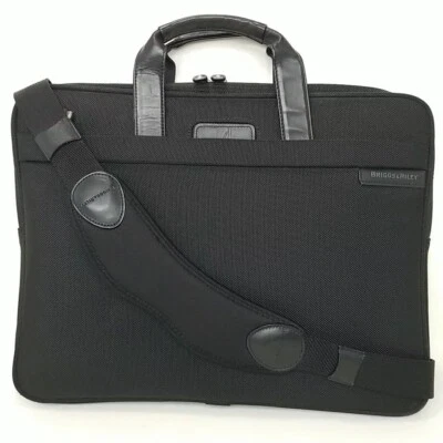 Briggs & Riley Slim Laptop Sleeve Shoulder Bag Black Ballistic Nylon - Image 1 of 4