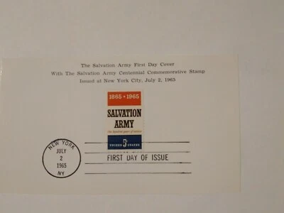SALVATION ARMY 100th ANNIVERSARY FIRST DAY OF ISSUE POSTAL CARD U.S. SCOTT #1267 - Image 1 of 2