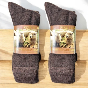6 PAIRS 11-14 Brown WOOL BLEND Loose Top Socks Medical Diabetic Dress Work - Picture 1 of 3