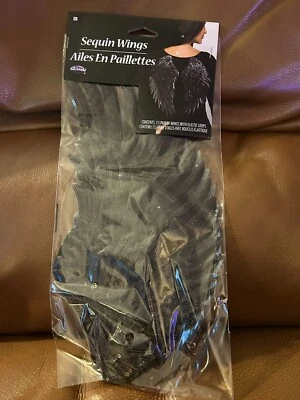 Divertido Mundo Pascua Ilimitado Lentejuelas Alas de Ángel Negro Cos Juego Disfraz Halloween Foto 1 de 4