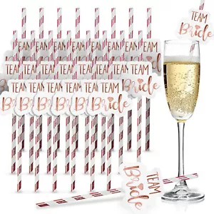 24er-Pack Team Braut Henne Party Strohhalme | Roségold Papier Trinken Nacht Do Zubehör - Bild 1 von 10