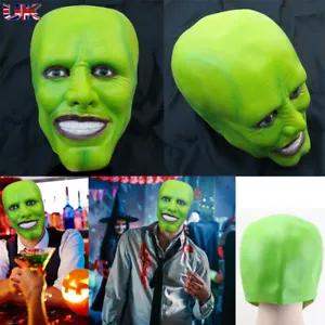 Movie The Mask Jim Carrey Green Latex Mask Cosplay Costume Halloween Party Props - Picture 1 of 13