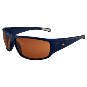 Maxx Major Sports & Motorcycle Sunglasses TR90 Navy Blue Frame w/ HD Amber Lens - Picture 1 of 7