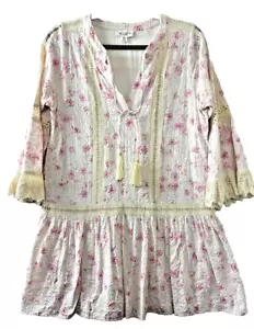 Anthropologie Allison New York Boho Floral Embroidered Eyelet Dress MEDIUM - Picture 1 of 11
