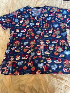 Thanksgiving Scrub Top Tafford Uniforms Size small - Picture 1 of 5