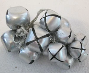 Vintage Cluster of 15 Silver Metal Christmas Jingle Sleigh Bells - Picture 1 of 3