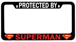 Protegido por Superman Black METAL Matrícula Frame Auto DC - Imagen 1 de 1