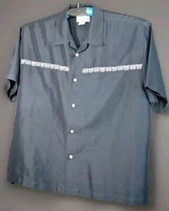 Cubavera Shirt Men XL Black  Short Sleeve Button Up Rayon Embroidered 120 Surf - Picture 1 of 7