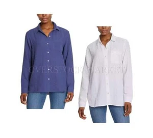 NEW! WOMENS JESSICA SIMPSON FRONT BUTTON DOWN DOUBLE GAUZE FABRIC SHIRT! VARIETY - Picture 1 of 3