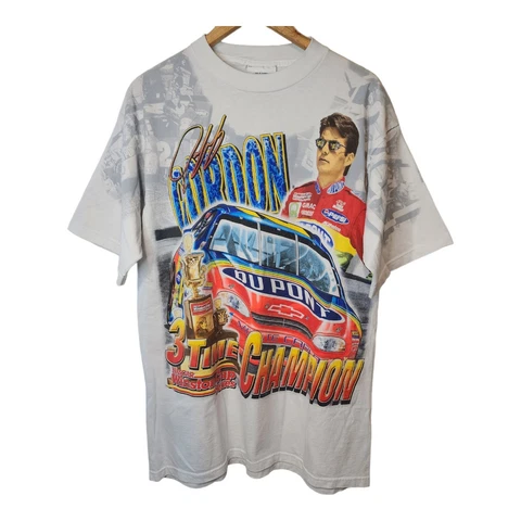 Vintage 90s Jeff Gordon NASCAR AOP Winston Cup Racing Chevy T-Shirt XL Cover