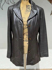 ANNE KLEIN, pre owned, Small, dark brown, soft leather jacket,removable lining - Picture 1 of 15