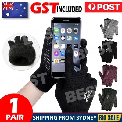 WINTER WARM WINDPROOF WATERPROOF ANTI-SLIP THERMAL TOUCH SCREEN GLOVES UNISEX - image 1 of 4