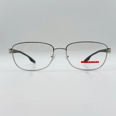 Gafas Prada Hombres Ovaladas Plata Verde Logo VPS 52L Rossa Nova NUEVO Foto 1 de 4