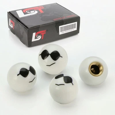 4x Tapas de válvula Válvula de neumático de aluminio Emoji Smiley Blanco frío para Chevrolet Foto 1 de 3
