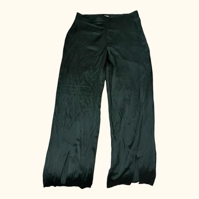 Express Women’s Straight High Rise Green Split Ankle Pants Side Zip 14R NWT - Image 1 of 4