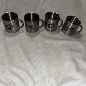 Set Of 4 Eat Sleep Ride Motorcycle Mugs Stainless Steel Coffee Cups Marlboro - Picture 1 of 9
