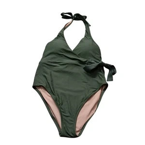 NWT J. Crew Swimsuit Women's 10 Green One Piece Side Tie Classic - Picture 1 of 10