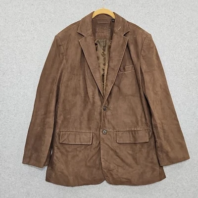 Chaqueta Abrigo Deportivo Roundtree & Yorke Para Hombre Talla L Marrón 100% Cuero Forrado 2 Botones  Foto 1 de 4