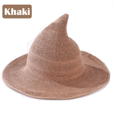 NUEVO Mujeres Halloween Bruja Sombrero Lana Tejido Gorra para Fiesta Mascarada Juegos con disfraces EE. UU. Foto 1 de 4
