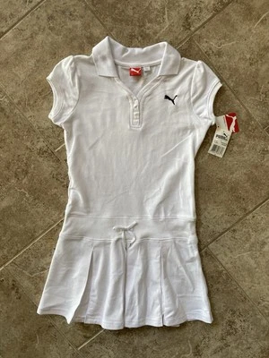 Puma девочки большой белый поло короткий рукав платье новый теннис пиклбол Athletic - Изображение 1 из 4