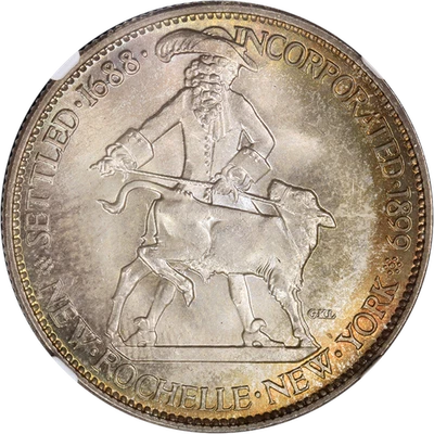 1938 New Rochelle Commem Half Dollar CAC Sticker NGC MS67 Toning - Image 1 of 4