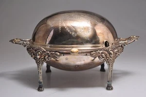 Calentador de bollos de comida vintage con tapa enrollable plateado JJSA 1119 con sello - bonito... - Imagen 1 de 11