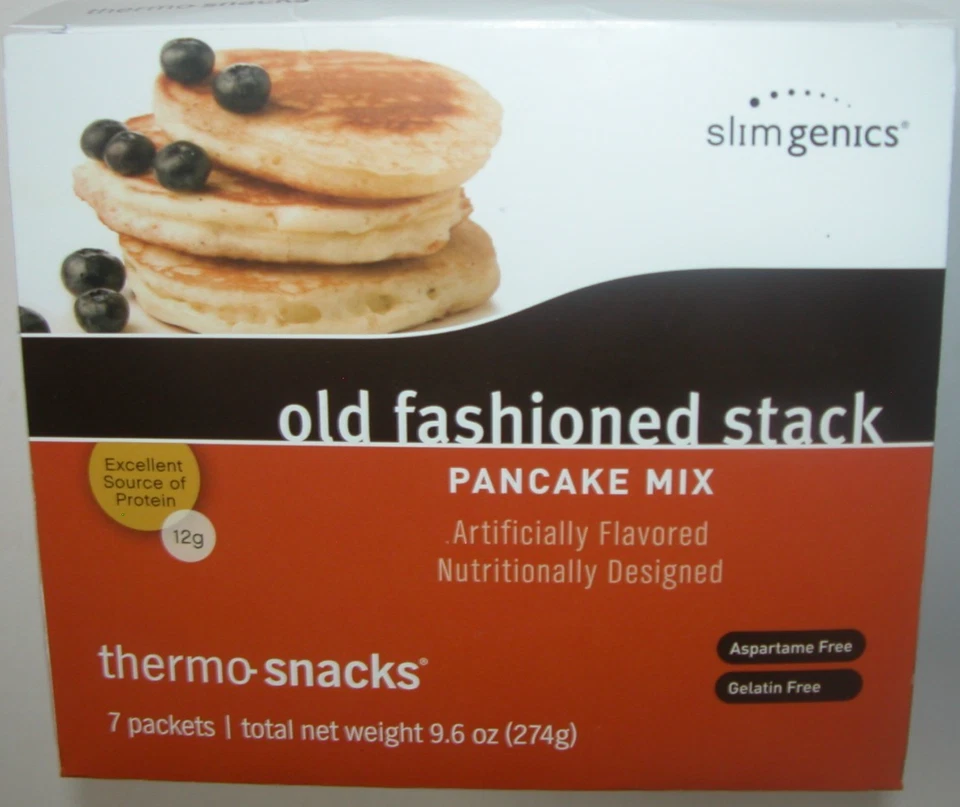 NEW NIB Slim Genics 5 Packets Old Fashioned Stack Pancake Mix Thermo Snacks - Image 1 of 1