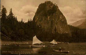 Oregon Castle Rock Columbia River Row Boat, Sailboat OWR&N Co Line OR Postcard - Picture 1 of 2