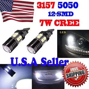4 x 3157 White 6000K Back Up Reverse Projector Cree+12-SMD Chip LED Lights Bulbs - Foto 1 di 3