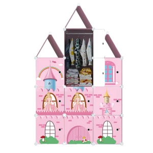 10-Cubes Castle Portable Wardrobe Storage Organiser Clothes Closet Shelf Pink - Picture 1 of 5