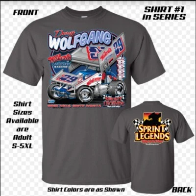 Nueva Camiseta Sprint Legends Gris Doug Wolfgang #29 Weikerts Ganadería Sprint Car Foto 1 de 3