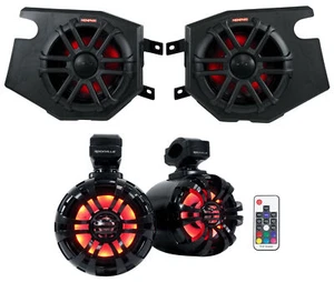 Pair Memphis RZR65FE Speakers+Pods+LED Tower Speakers For 2014+ Polaris RZR - Picture 1 of 12